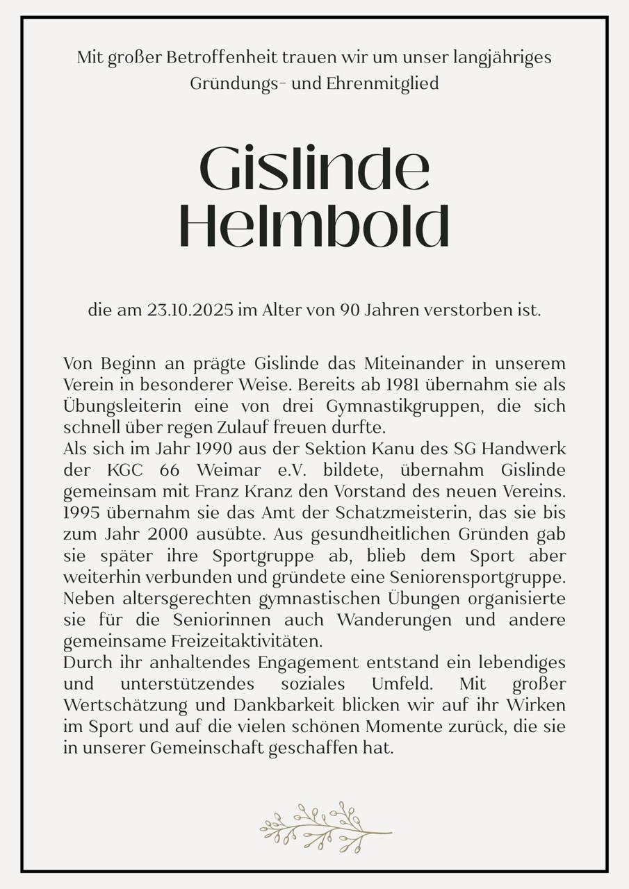 Nachruf Gislinde Helmbold